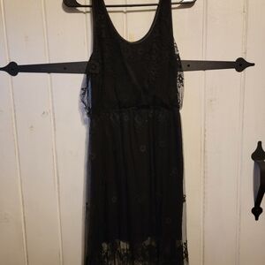 Potters Pot Dress Maxi Black Sleeveless Feminine Lace Size Large